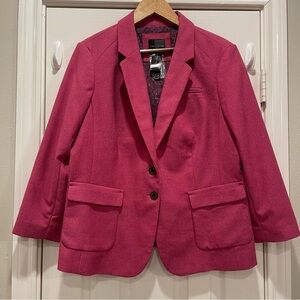 The Limited Blazer Jacket Sz XL Purple Magenta 3/4 Sleeves Preppy Career Office